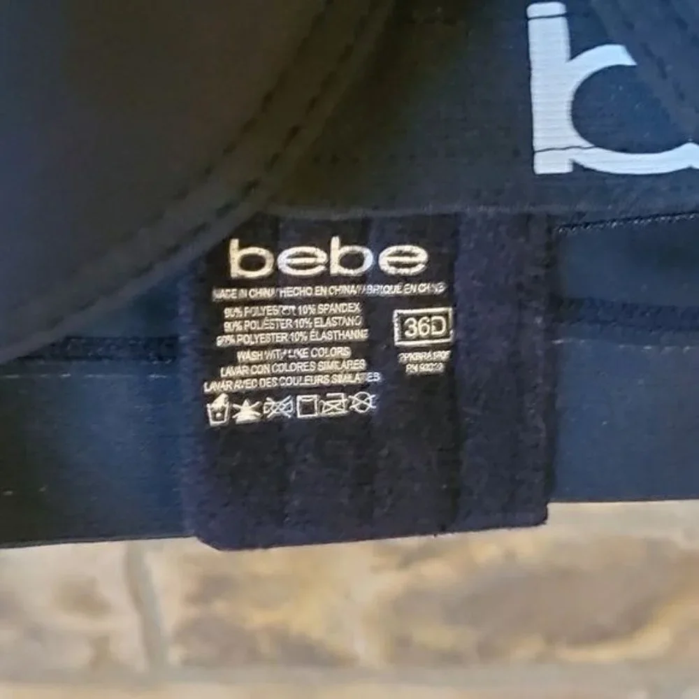 New bebe 2 padded pushup camo black pink bras - Picture 5 of 7